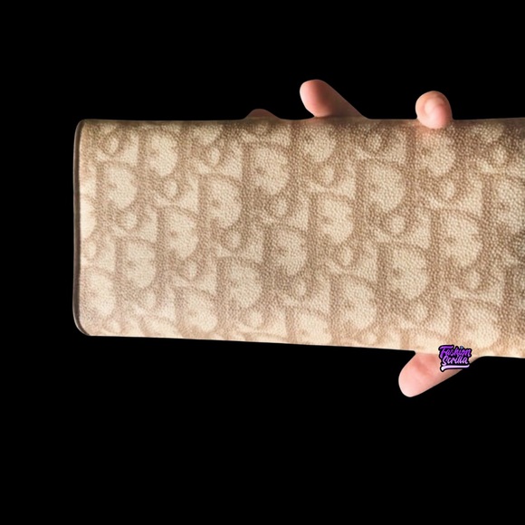 Christian Dior John Galliano Vintage Beige Trotter Monogram Logo Leather Wallet - Picture 9 of 16